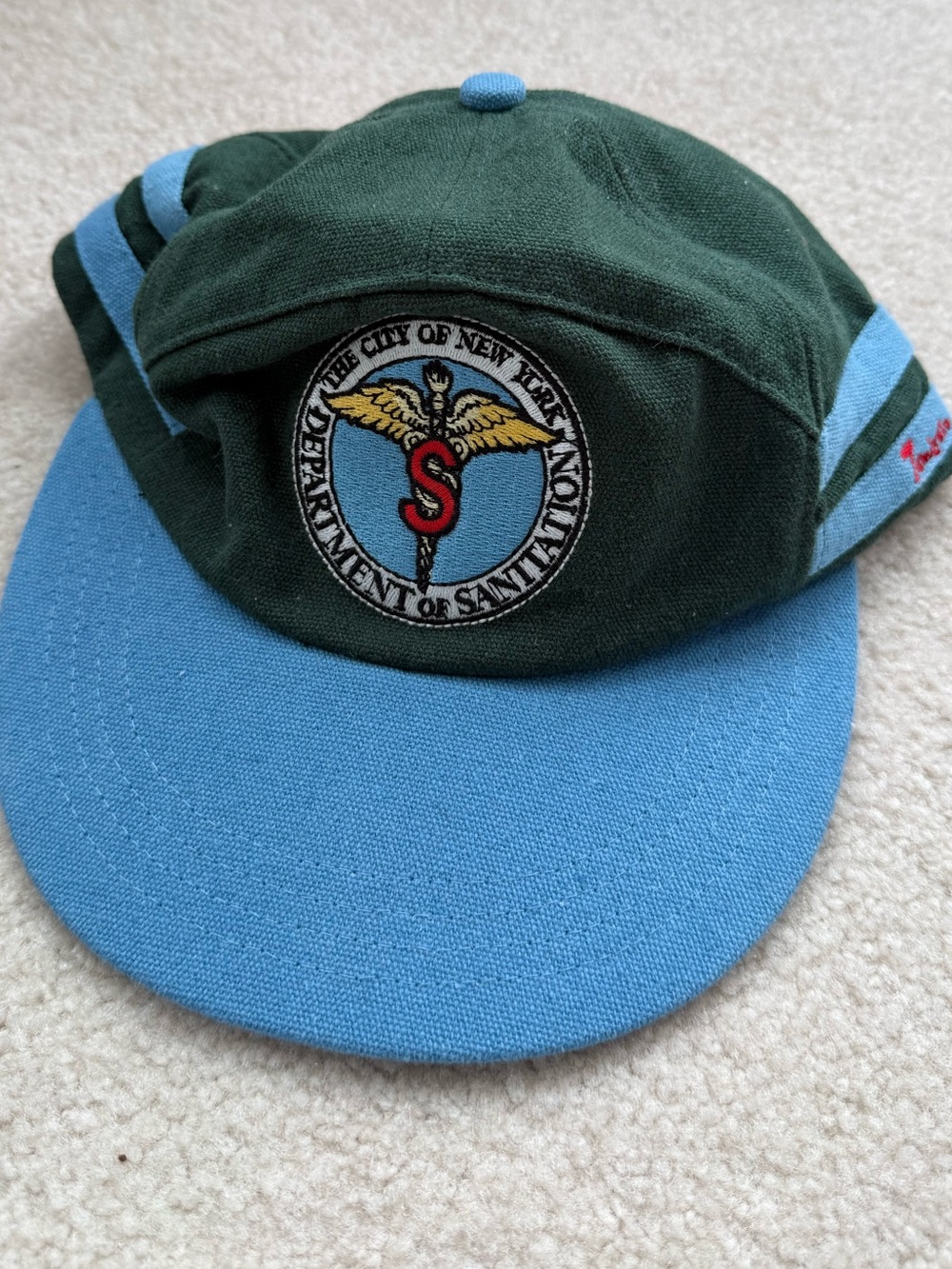 Tombolo NYC Department of Sanitation Logo Cap - Green & Light Blue